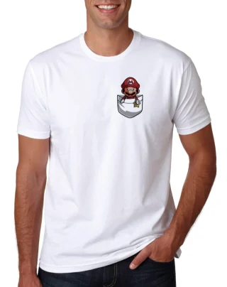 Pocket Mario Shirt T Nintendo Super Mens New Graphic Bros Men S Adult Unisex Odyssey Cotton Xl Size Funny Switch And