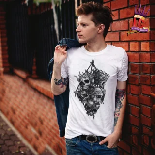 Shirt Skull T Top Rock Punk Metal Funny Jokes Celtic Tribal KIngs — alternate view