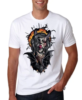Devil Woman T shirt Tee Apple Scary Demon Punisher Death Punch Zombie Killer Santa carla  Cruz Black
