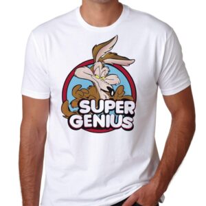 Super Genius T Shirt Tee Mens Wile E Coyote Oldschool Gift Birthday Party Smart Student Fun Summer Style