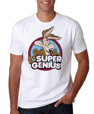 Super Genius T Shirt Tee Mens Wile E Coyote Oldschool Gift Birthday Party Smart Student Fun Summer Style