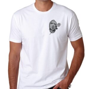 Swag Tshirt Gangsta Tee Rose balaclava style Streetwear jolo white