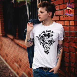 Zombie T shirt Inspired Dead Tee Walking Movie Undead Top Eeny Meeny Mens White Hand — alternate view