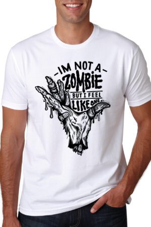 Zombie T shirt Inspired Dead Tee Walking  Movie Undead Top Eeny Meeny Mens White Hand