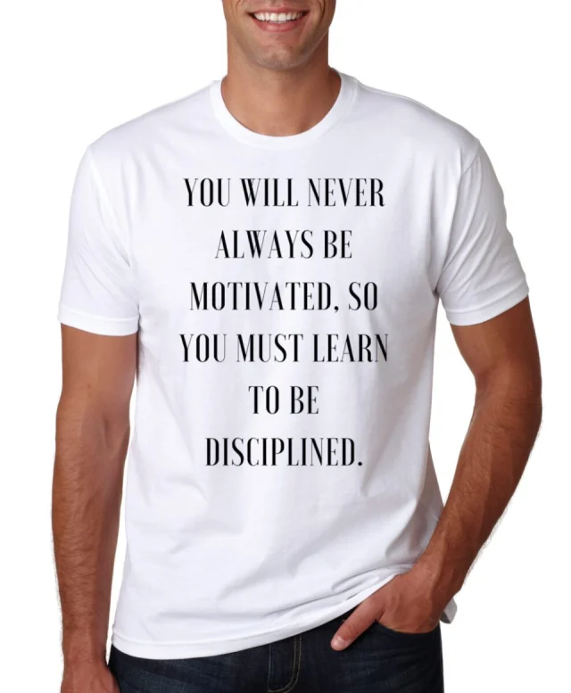 Motivation T shirt text Disciplined Gym Run MMA Runner Training new