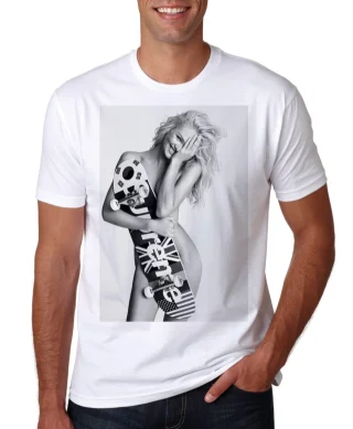 Sexy Blonde Girl T shirt skate Supreme Black and White Swag or die naked Tee