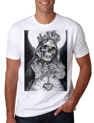T shirt Santisima Muerte Trinidad Santino Image Card De La Holy Pieuse Andachtsbild Antique Estampa Postale Hoy Death