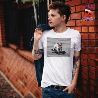 T shirt Jack Russell Skateboard Dog — alternate view