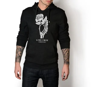 Life Free Forever Hand Sceleton T Hoddie Sweatshirt Unisexs Love The Rose