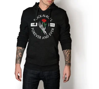 Rock And Roll True Love Forever Ever Young Free THoddie Sweatshirt Unisex Hand Skull