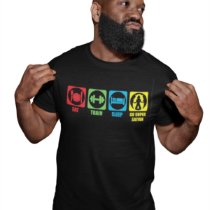 Eat Train Sleep T Shirt Men FUN Gym DBZ Dragon Ball Z Training Hard Vegeta Goku