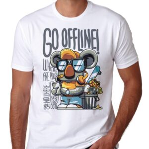 Go Offline Coala Tshirt Geek Hipster Tech Unisex Fun Gift Workoholic Tee
