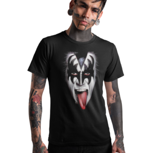 Facepaint Tshirt Mens Rock Black Kiss Head Outfit Crazy Roll