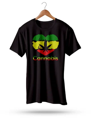 Cannabis Rasta Lips Graphic T-Shirt — alternate view