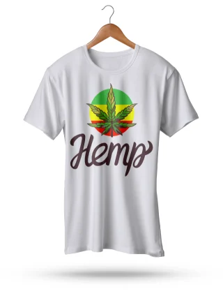 White Hemp Leaf Graphic T-Shirt