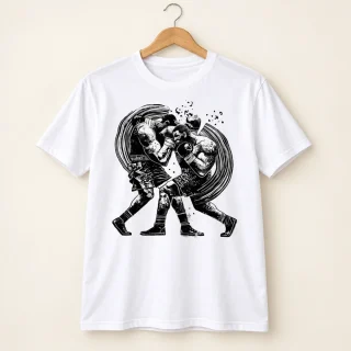 Boxing Fighters Monochrome Graphic T-Shirt