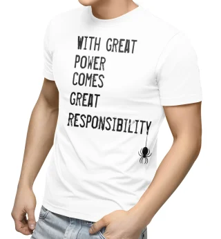 Spider Tshirt With Great Power Comes Great Responsibility Text Man — alternate view