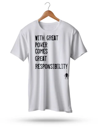 Spider Tshirt With Great Power Comes Great Responsibility Text Man