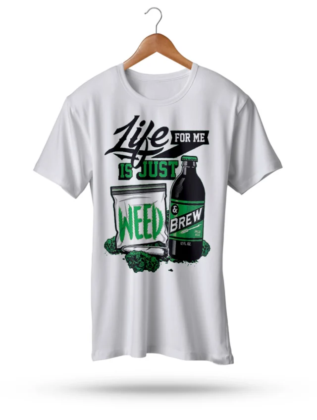 Men's Weed and Brew Hemp T-Shirt Weed Vegetarian Tee Shirt