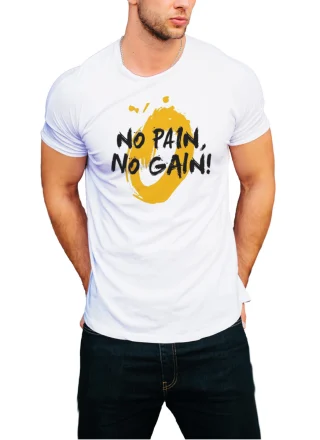 No Pain No GAIN Mens MMA Gym Bodybuilding Motivation White T-Shirt Beast Clothing — alternate view