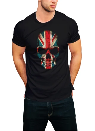 Great Britain Flag Skull T-Shirt United Kingdom - Union Jack Black — alternate view
