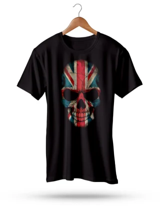 Great Britain Flag Skull T-Shirt United Kingdom - Union Jack Black