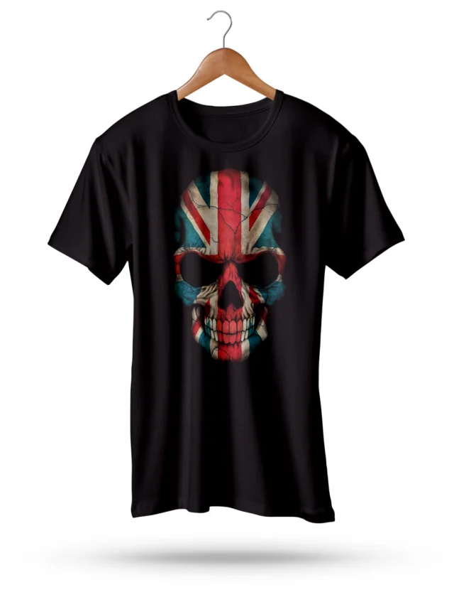 Great Britain Flag Skull T-Shirt United Kingdom - Union Jack Black