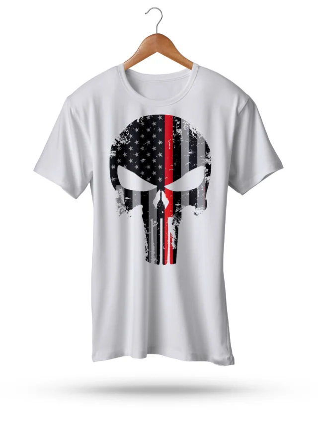 Mens Bodybuilding T-Shirt - Punisher America USA Flag - Gym Training Top
