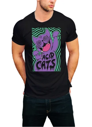 Acid Cats T-Shirt Party Crazy Drugs LSD Smiley Face — alternate view