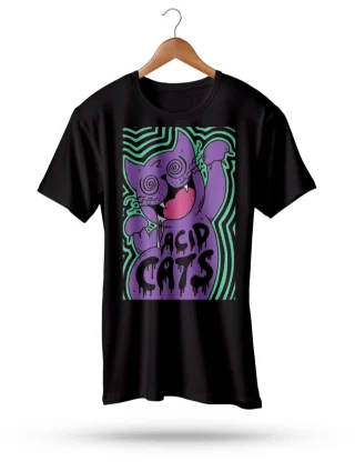Acid Cats T-Shirt Party Crazy Drugs LSD Smiley Face