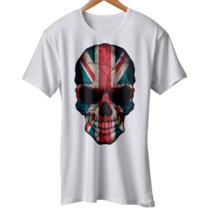 Great Britain Flag Skull T-Shirt United Kingdom - Union Jack White