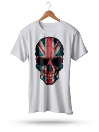 Great Britain Flag Skull T-Shirt United Kingdom - Union Jack White