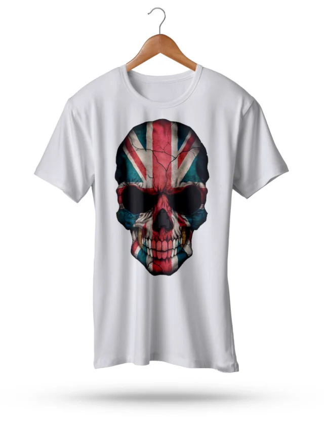 Great Britain Flag Skull T-Shirt United Kingdom - Union Jack White