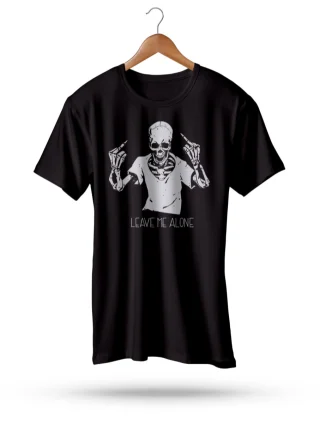 Leave Me Alone T Shirt Black Skeleton