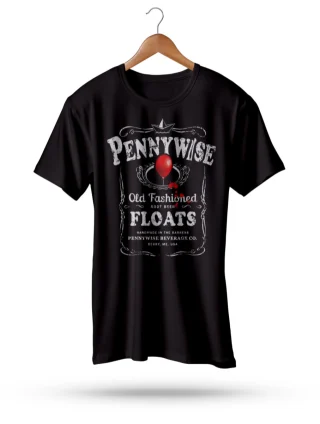 Black Pennywise T Shirt Clown Stephen Kings Style Horror IT