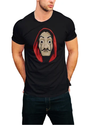La Casa De Papel Money Heist Mask Black Men's T-Shirt — alternate view