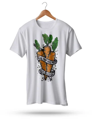 Real Food Has Mud not Blood Vegan T Shirt Carrot No Meat
