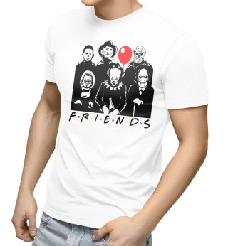 Friends Characters T Shirt Chucky Doll IT Horror Steven Kings — alternate view