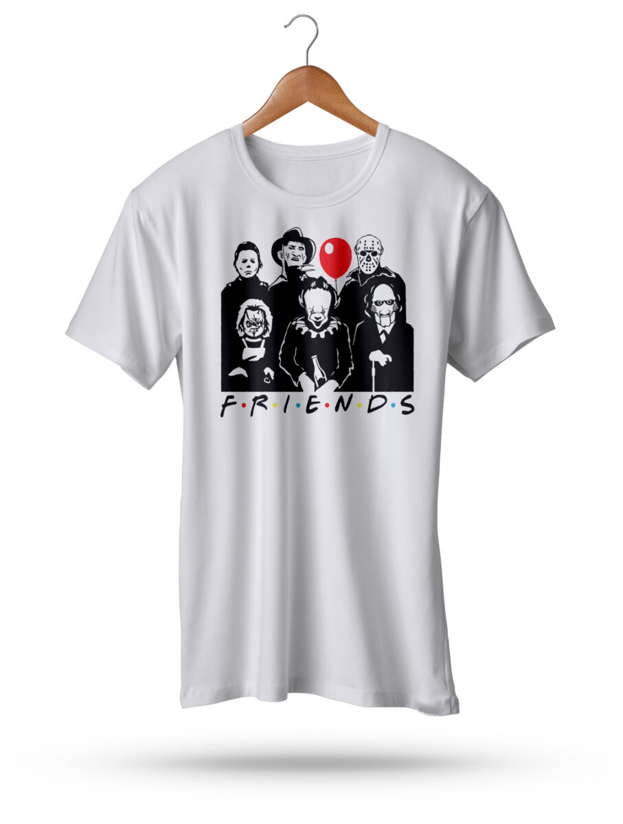 Friends Characters T Shirt Chucky Doll IT Horror Steven Kings