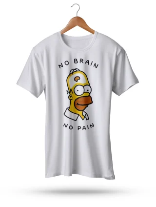 No Brain No Pain Homer Tshirt Art Relax Chill Funny Logo