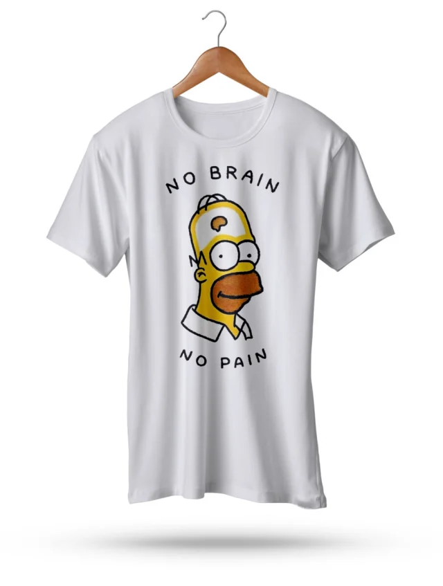 No Brain No Pain Homer Tshirt Art Relax Chill Funny Logo