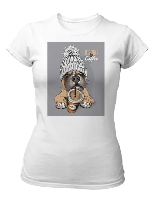 Coffee Time T Shirt for Women Dog lover Top
