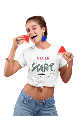 Never Late to Start Tshirt Women Life`s Starting Over Motivation