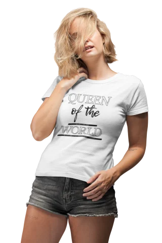 Queen of the World T-shirt for Women White Slogan Cotton