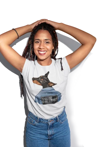 Doberman T Shirt for Women No Fear Sexy Lady White — alternate view