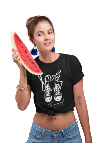 Love Shoes Tshirt Women Travel Holiday Black All Star Trainers