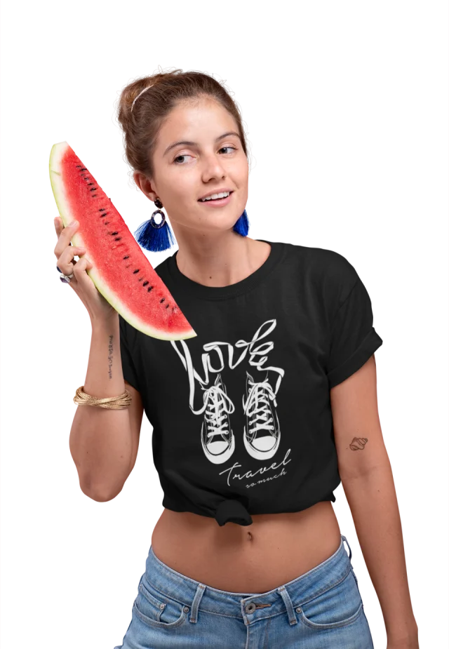 Love Shoes Tshirt Women Travel Holiday Black All Star Trainers