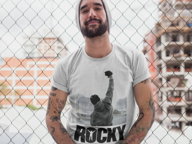 Rocky T-Shirt Movie Film Mens Balboa Shirt Boxing Horror Retro Tee Training Picture Show Rough Top Gift Gym Sleeve Plain