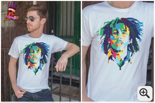 Bob Marley T-Shirt Reggae Shirt Mens Jamaica Rasta Black Size Jamaican Music Official Inspired Tshirt Ragga Zion Large Top White