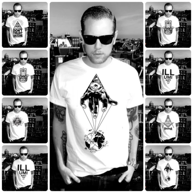 Illuminati Eye Tee T-Shirt Shirt Sleeve Tshirt All Symbol Seeing Providence New Long Black Men's Adult Triangle Freemason Trust Graphic